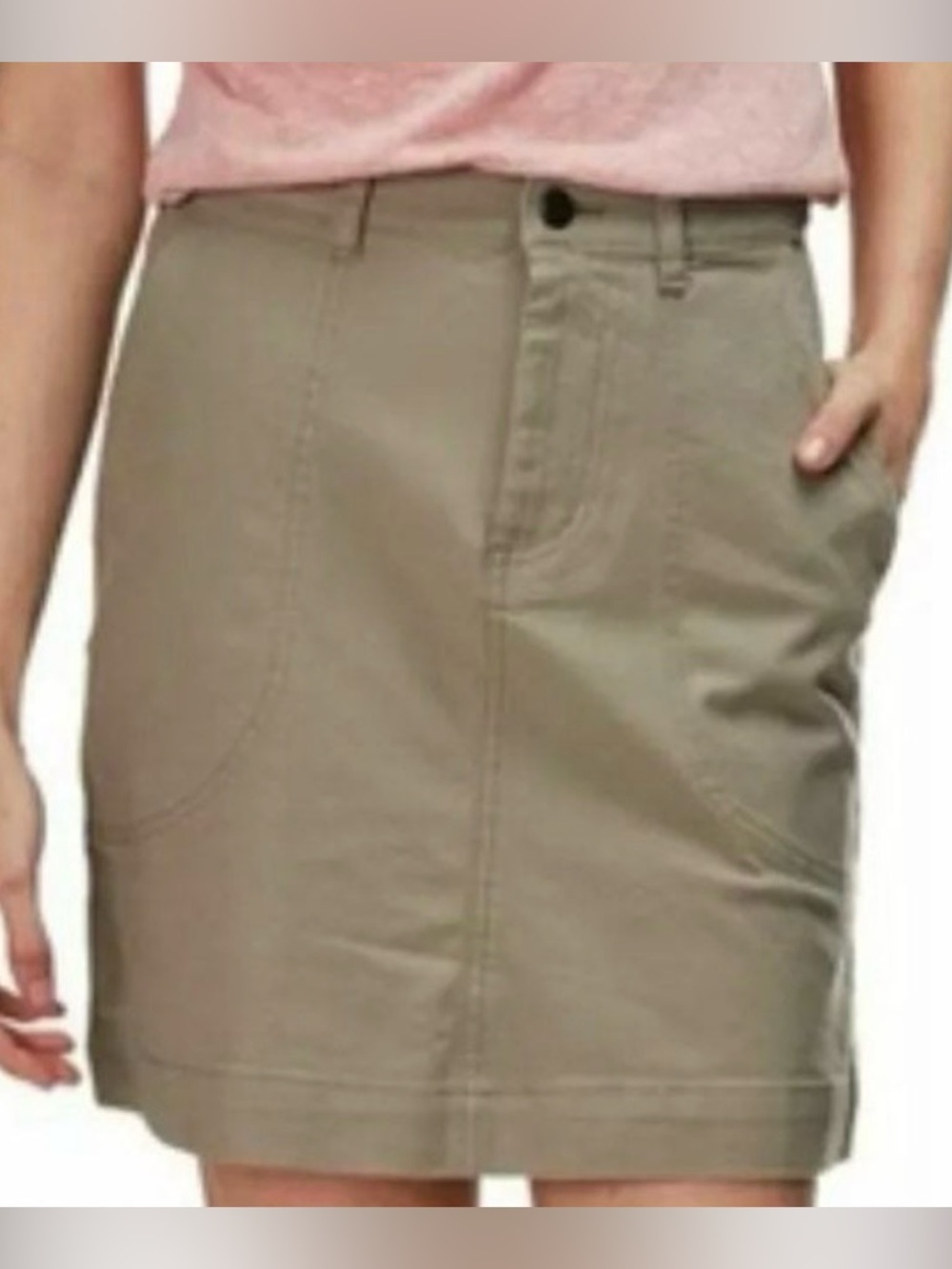 🌿 Patagonia Organic Cotton Stand Up Skirt Shale Tan Mini Utility Size 14 NWT - Picture 11 of 11